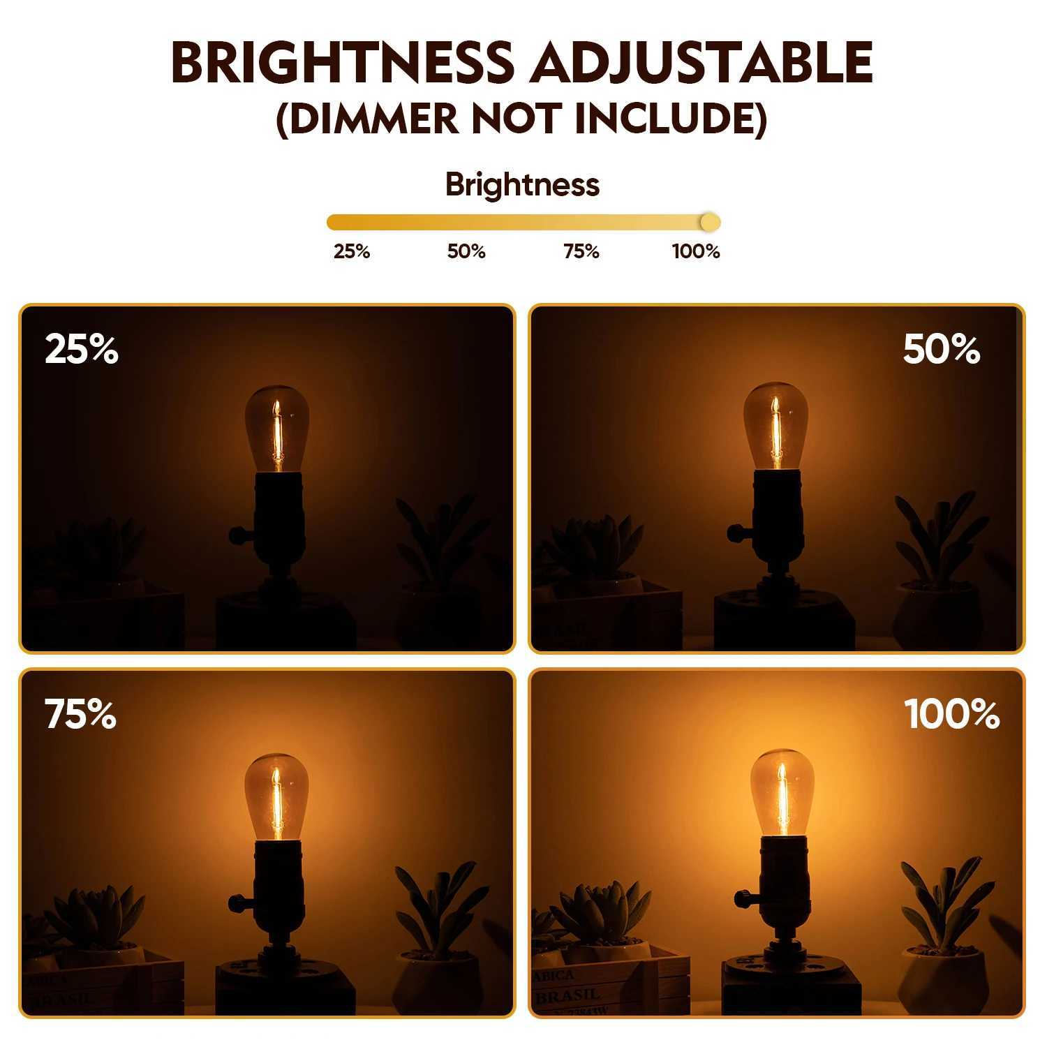 Vintage ST45 Led Filament Bulb 1W Equal to 10W incandescant Lamp E27 Base Amber Glass 2200K Warm Yellow Replacement Edison Bulbs C251115