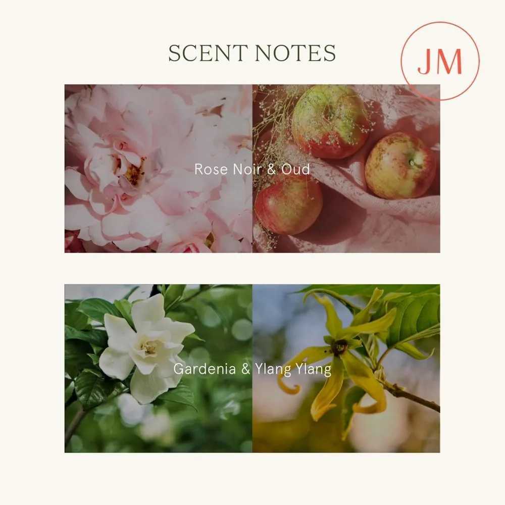 Large Wood Wick Candle Set - Rose Noir and Oud Gardenia and Ylang Scents 90-Hour Burn Time - Perfect Housewarming Gift C251115