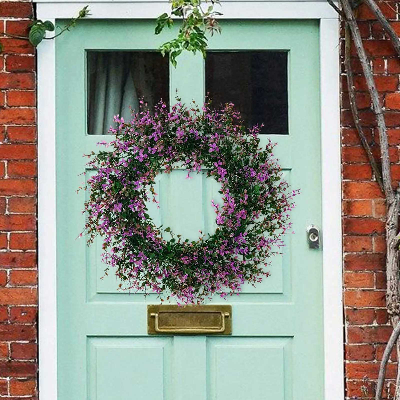 Lavender Wreaths for Front Door Ornaments Decorative 16 inch for Wedding Decor Farmhouse Outdoor Housewarming SpringM251115