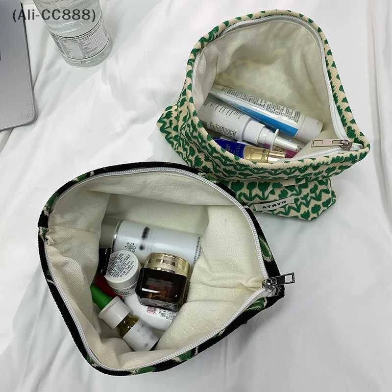 Corduroy Cosmetic W Bag Womens Fi Travel Flower Printed Makeup Bag lipstick Party Organizer Bag Portable Storage BagXJ250415