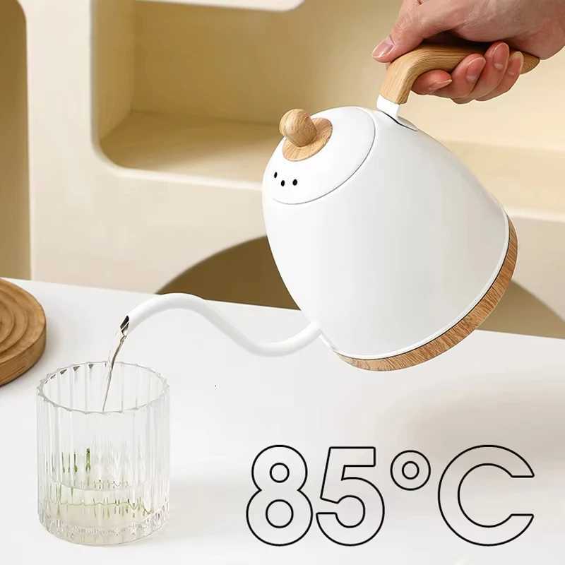 08L Stainless Steel Electric Kettle Gooseneck Hand Brew Coffee Pot Teapot with Slender Mouth 1000W Water Brewing Pot Y251114