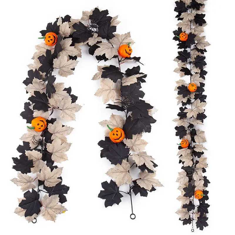 Halloween Artificial Maple Leaf Rattan Pumpkin Vine For Front Door Wall Window Door Hangings Ornament Halloween DecorationM251115