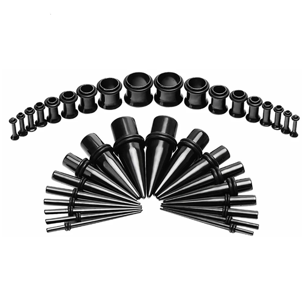 36PCS/Set Ear Gauges Stretching Kit 14-00G Stainless Steel Single Flare Ear Plugs Tunnels Flesh Tapers Stretcher Taper Set 250408