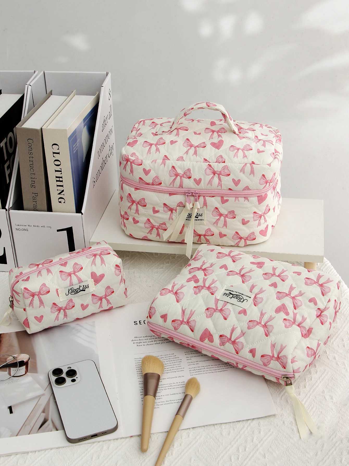 Butterfly pattern makeup bag set cute makeup bag large capacity travel toilet organizer bag zipper makeup organizer bagXJ250415