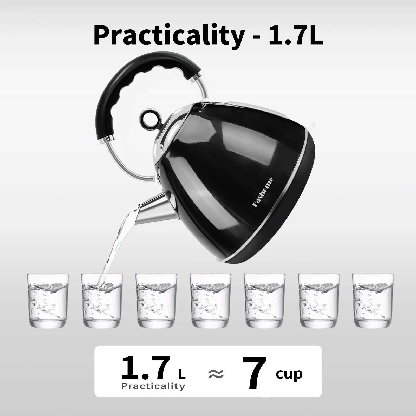 1500W Stainless Steel Hot Water Boiler LED Indicator 120V Fast Boiling Electric Kettle Coffee Tea Pot for Family Christmas Gifts Y251114