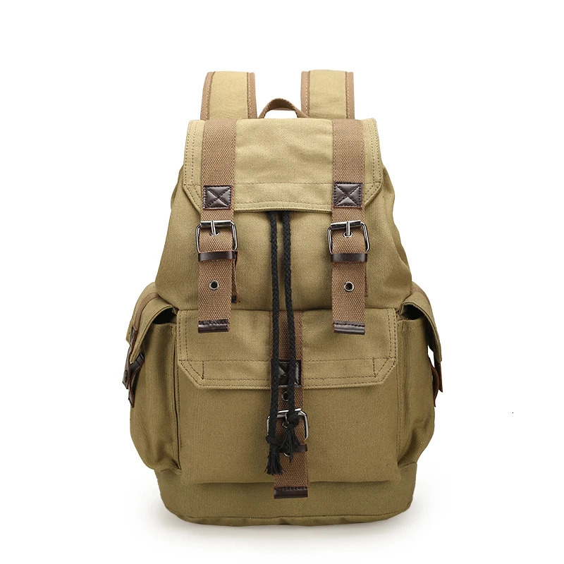 Canvas Retro Backpack Mens Junior School Backpack Travel Rucksack Large Capacity Drawstring Bag Mochila Mens 250410