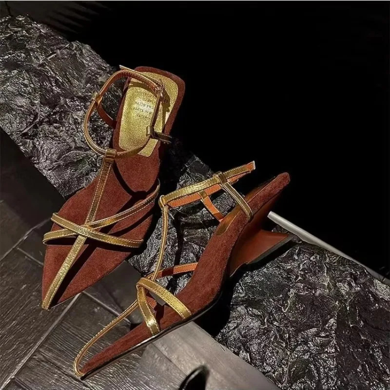 2024 Womens High Heel Sandals Summer Shoes Cowboy Strap Wedding 250409