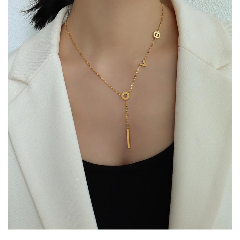 Markins Cool & Versatile Gold-Plated Titanium Steel Love Pendant Collarbone Necklace for Women | Chic Elegant Accessory for Daily & Party Wear GS1.1