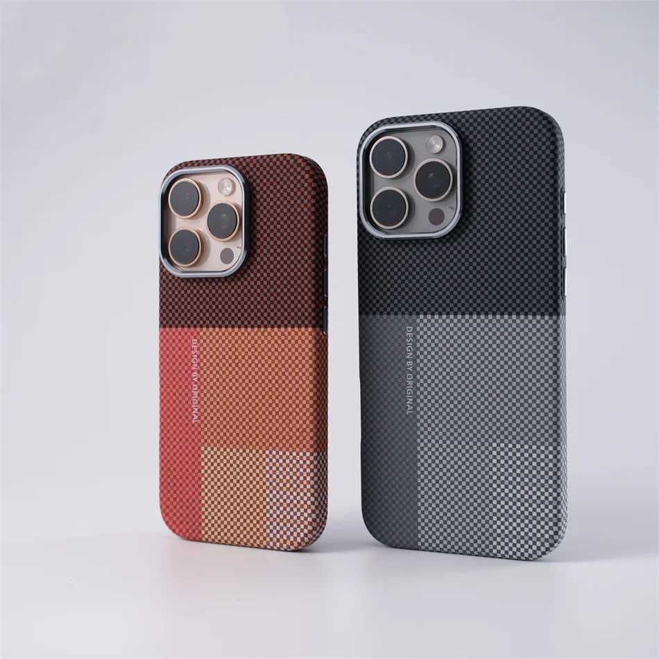 Carbon Fiber Fibre Relief Case For iPhone 17 Pro 16 15 14 Pro Max Magnetic Wireless Charging Alloy Lens Shockproof Cover J251202
