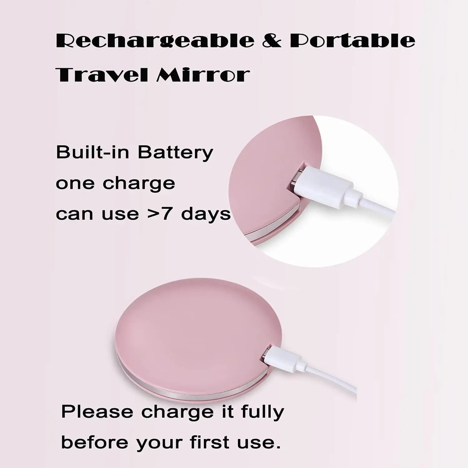 LED Compact Mirror with Lights 1X3X Magnification Pocket Mirror with Rechargeable Travel Portable Handheld Mirror for Gifts 250415
