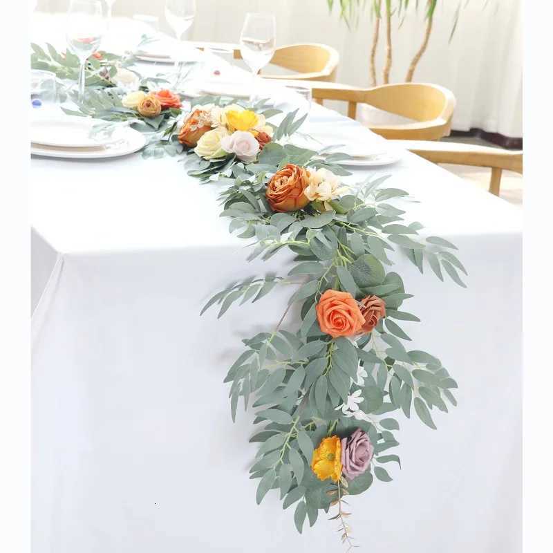 Mori Outdoor Wedding Long Table Flower Sign-in Table Vine Arch Flower Simulation Wedding Photo Props Banquet DecorationM251115