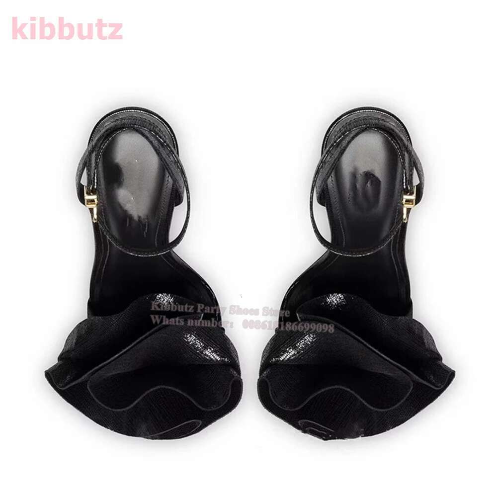 Metal wers Sandals Round Toe Thin Heels Ankle Strap Solid Color Leather Fashion Elegant Sexy Party Concise Shoes New