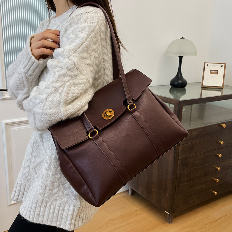 2024 Genuine Leather Versatile Women's Briefcase Crossbody Handbag, 240830