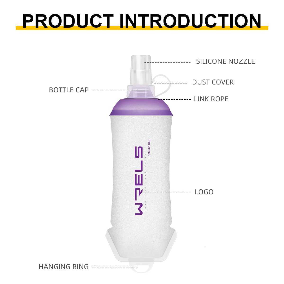 WRELS Sport Water Bottle Soft Folding TPU Soft Flask Water Bag Light BPA Free Outdoor Sports Fitness Running Portable KettleW251114