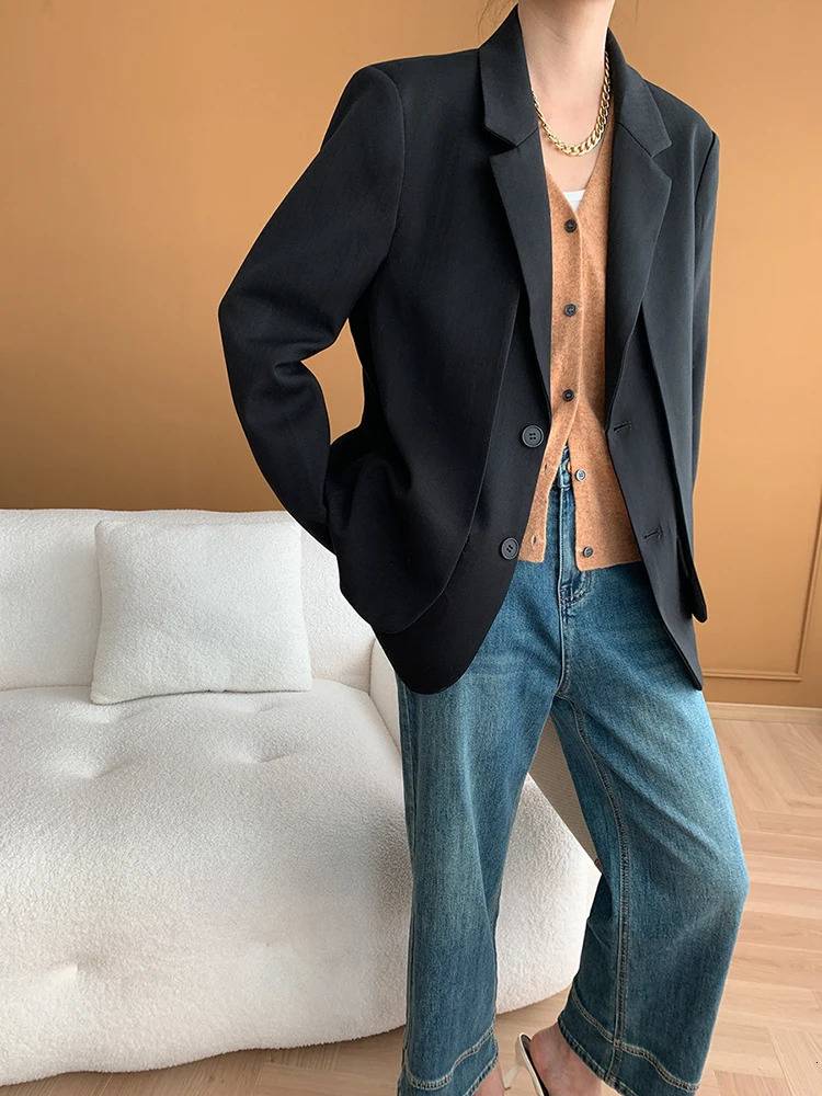 EAM Womens Grey Double Layer Large Size Elegant Jacket Collar Long Sleeve Jacket Fashion Trend Spring and Autumn 1DH6699 250415