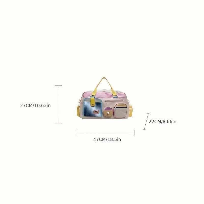 Dopamine Casual Travel Bag for Women Lightweight Gym Yoga Swim Fitness Duffel Short Trip Business Trip Carry-On Dry CleanW251115