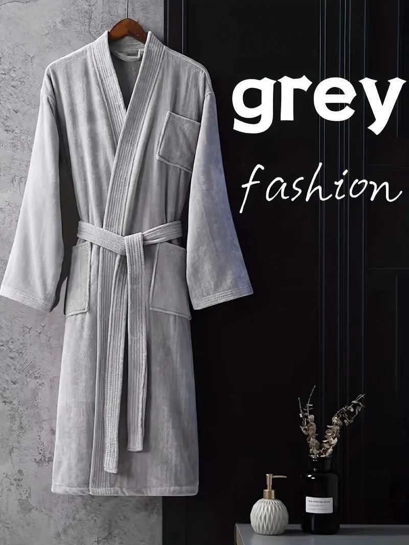 Hotel Bathrobe 100 Cotton Terry Brushed Heavyweight - Absorbent Waffle Kimono Robe for Spa Resort New Wearable Design C251115