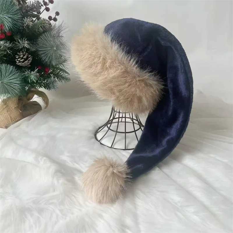 30x75cm Super Long Christmas Hats Soft Comfortable Velvet Christmas Hat Kids Adult Thickened Santa Claus Caps Mens and womens Y251115