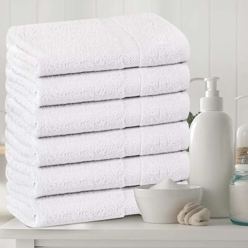 100% Cotton White 6 Pack Medium Bath Towel Set, Quick Dry, Super Absorbent, Light Weight, Soft Feel, Premium Towels For Hotel
