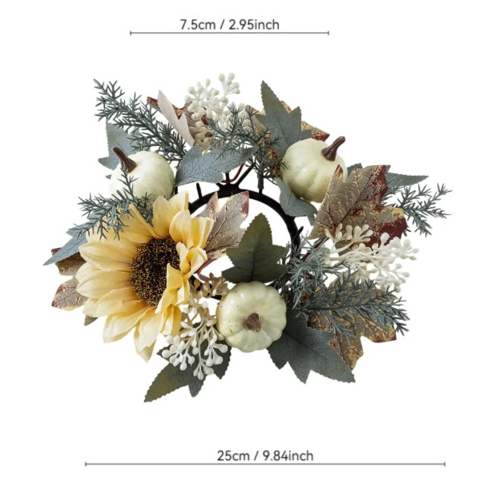 Candle Ring Decorative Centerpieces Fall Garland Thanksgiving Wreath for Living Room Dining Room Holiday Tabletop FarmhouseM251115