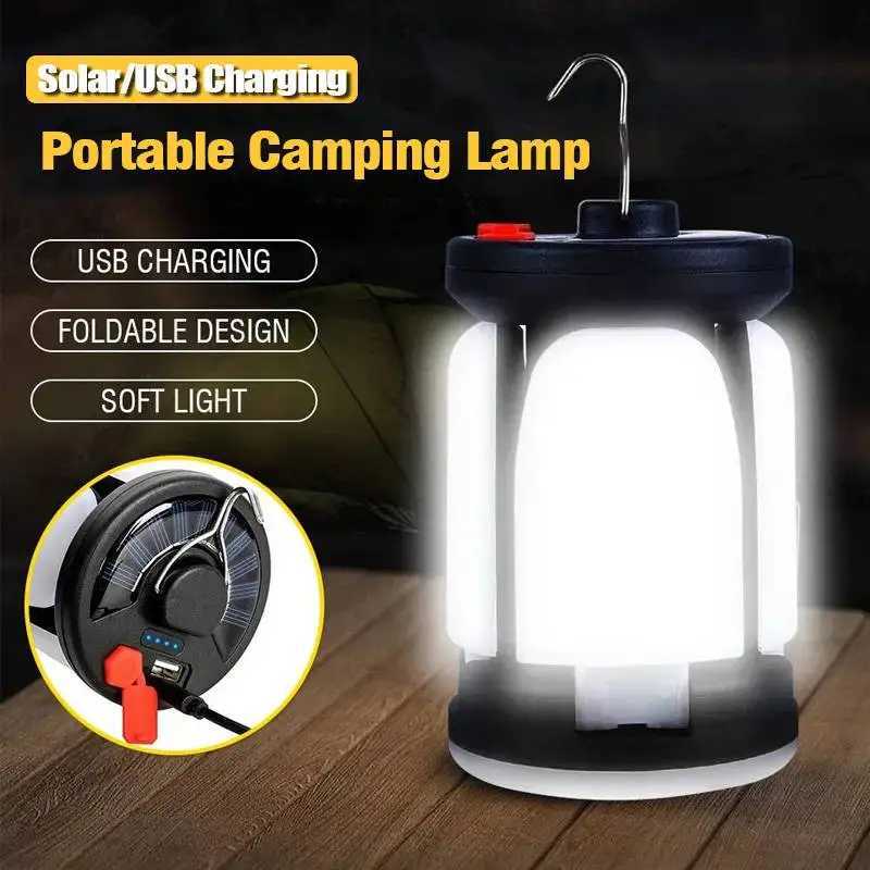Rechargeable LED Camping Lantern 2-in-1 Foldable Floodlight Portable Tent Light w/ 3 Modes for Outdoor Emergency Hiking Fishing M251115