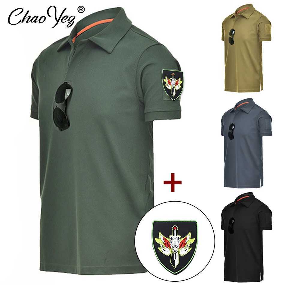 Mens tactical polo T-shirt military combat T-shirt quick dry T-shirt outdoor hunting cam hiking O-neck lapel short Seve W250415