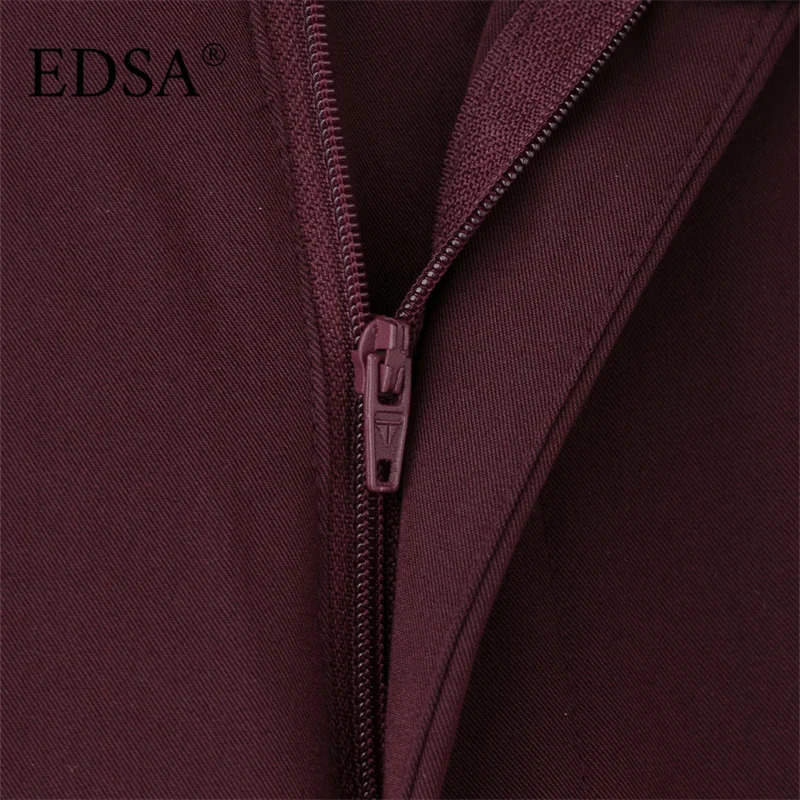 EDSA Womens Double Fold Tight Pants with Belt Loop Side Pocket Suitable for Office Zipper Fashion 250414Z