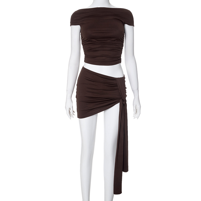 Casual Dresses Spring And Summer Sleeveless Round Neck Crop Top With Tied Half Skirt