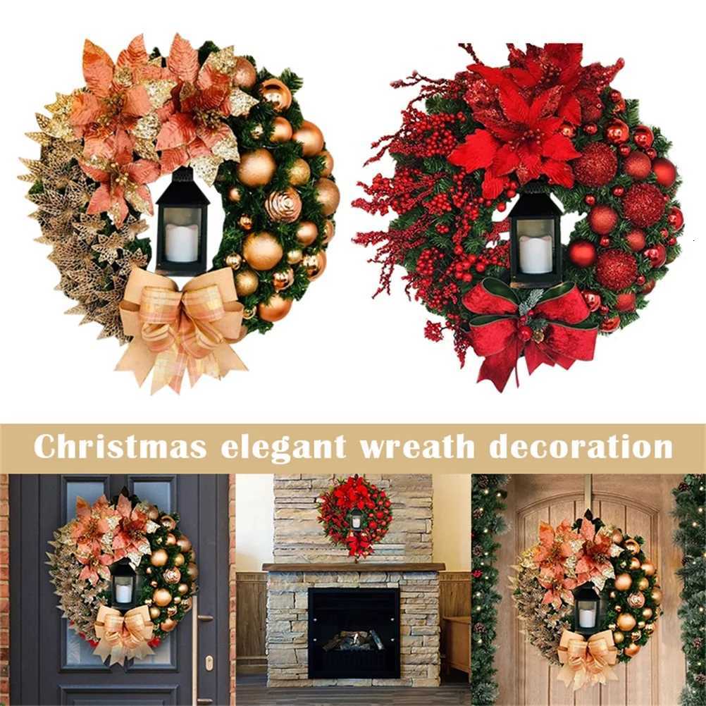 Christmas Garland Arrangement Christmas Ornament Spruce Christmas Wreath With LED Light Front Door Home Party Hanging GarlandM251115