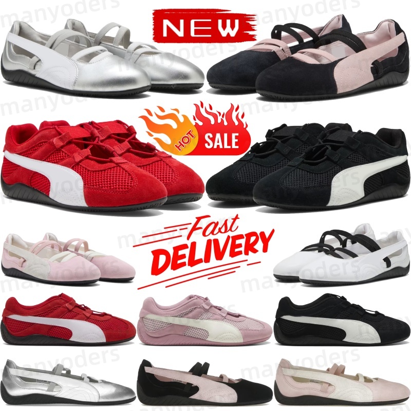 Womens designer sandals dancing shoes Silver white Black Mauve Mist Whisp of Pink Germany Speedcats GO sneakers ladies Ballet slippers mens summer suede slides heel