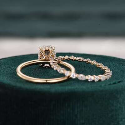 Excellent Quality Luxury Fine Jewelry Wedding Rings Set 18k Gold With Diamond Moissanite Ring
