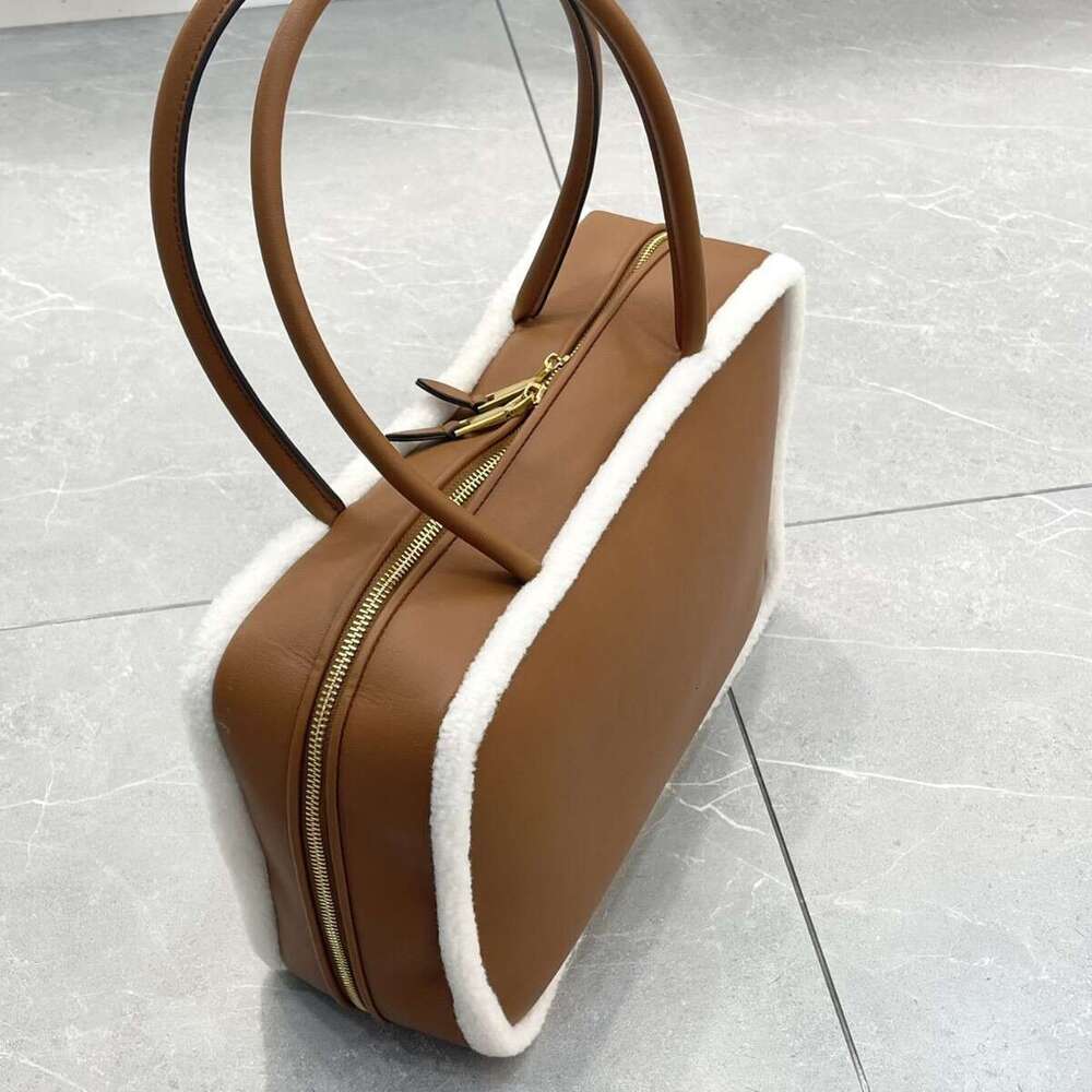 Mm Women's Bags Internet Celebrity's Casual Versatile Cowhide And Wool Shoulder Under Arm Briefcase, Tote Bag, Cute For Women