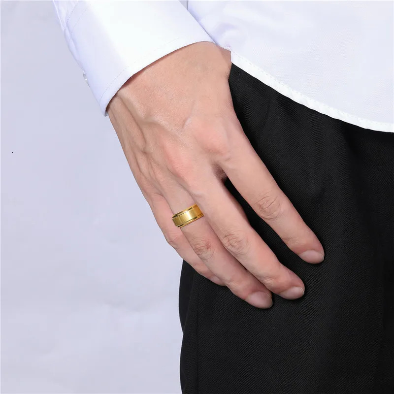 Somen Arrival Classic Men Ring Gold Color 6mm 8mm Width Tungsten Carbide Unisex Wedding Band Simple Ring Jewelry 250414