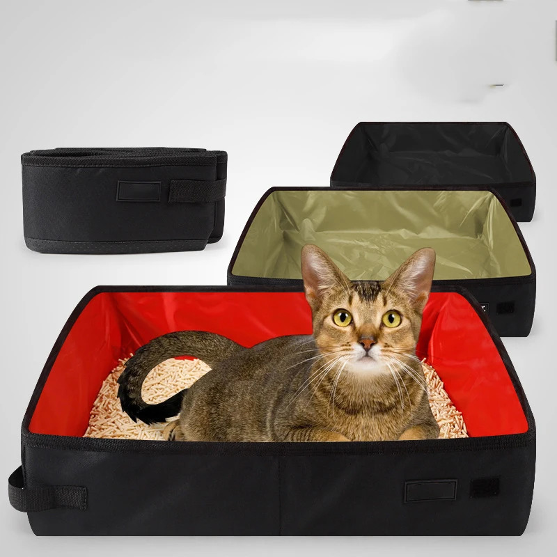 Fold Cat Litter Box Cat Portable Waterproof Outdoor Travel Pet Litter Box Dog Toilet Tray Folding Cat Litter Potty Pet Supplies 250414