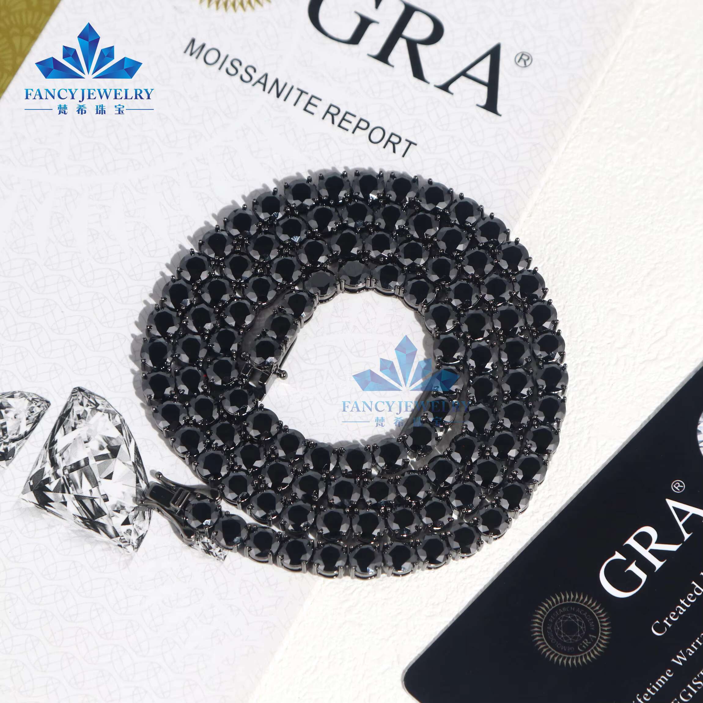 Black Moissanite Stylish New Arrival Fashion Femme Design 925 Silver VVS Moissanite Diamond Iced Out Tennis Chain Bracelet