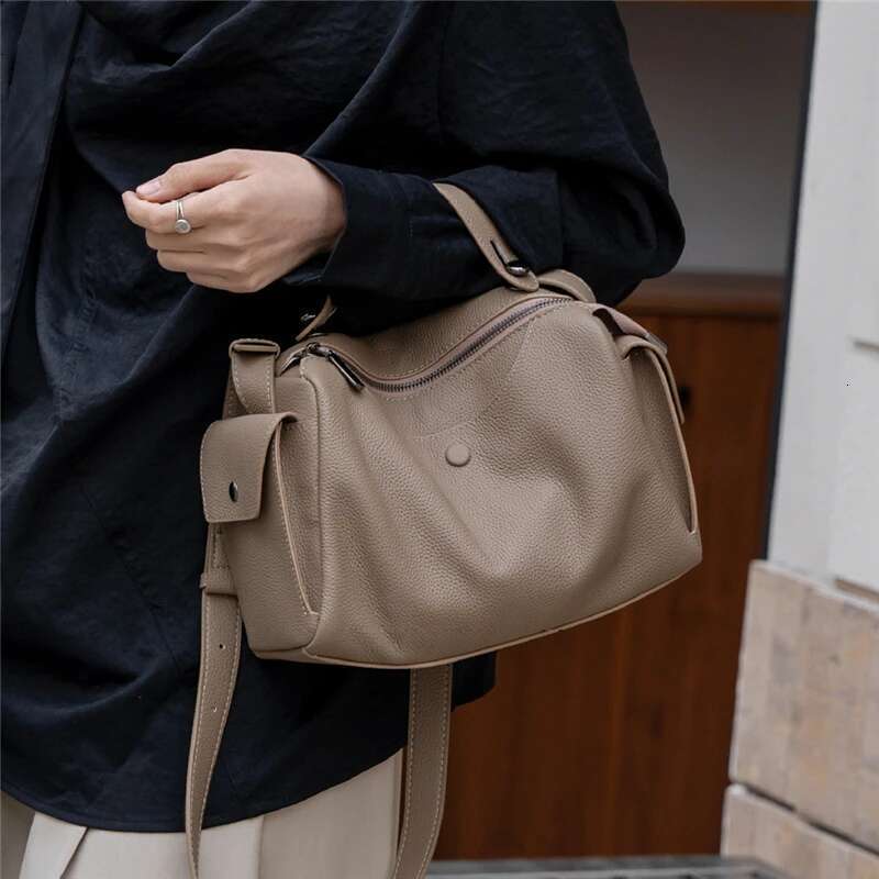 Toptrends Cowhide Genuine Leather Handbags For Women 2025 Designer Top Handle Soft Pillow Ladies Shoulder Crossbody Bags