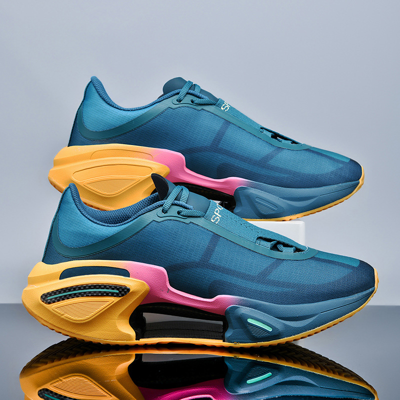 Free shipping Men's High-Top Basketball Shoes with Leather Upper and Red Mesh Internally elevated soft soled running shoes Woolly