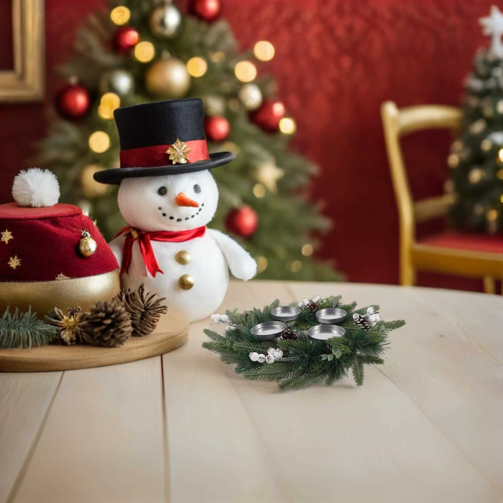 Christmas Advent Wreath Artificial Pine Ring 1572 Inch Berries Cone Decorative Holiday Fireplace CenterpieceM251115