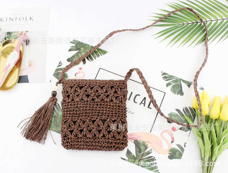 Handmade Beach Bag Instagram's New Forest Style Hollowed Out Single Shoulder Crossbody Tassel Beach Casual Women's Grass Woven Bag Kq2