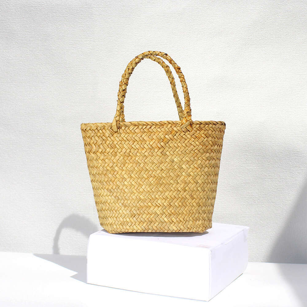 Handmade Beach Bag Straw Handbag, Nylon Hand Vegetable Basket Colorful Decorative Rope, Handmade Woven Bag, Beach Bag Kq2