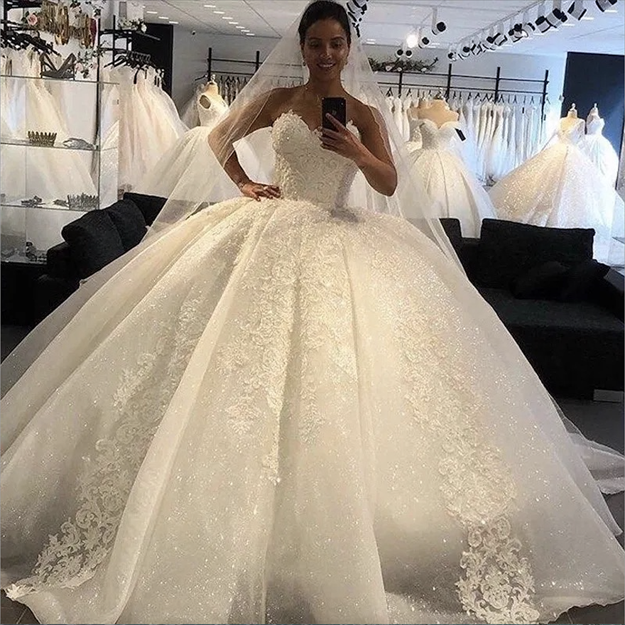 Princess A Line Wedding Gowns 2025 Sweetheart Neck Lace Appliques Sweep Train Plus Size Bridal Dresses Custom Made Vestidos De Novias