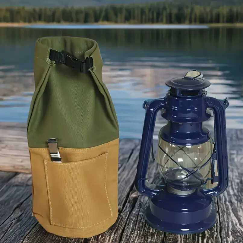 Canvas Tool Pouch Kerosene Lamp Storage Bag Horse Oil Lamp Buggy Bag Travel Bottle Bag Anti-scratch Canvas Oil Lantern Storage C M251115
