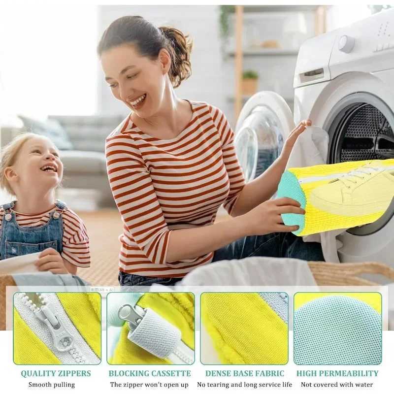 Durable Mesh Shoe Wash Bag with Zipper Rich Fluff Inside Protects Sneakers Casual Shoes in Washer Dryer Travel Storage Organizer L251115