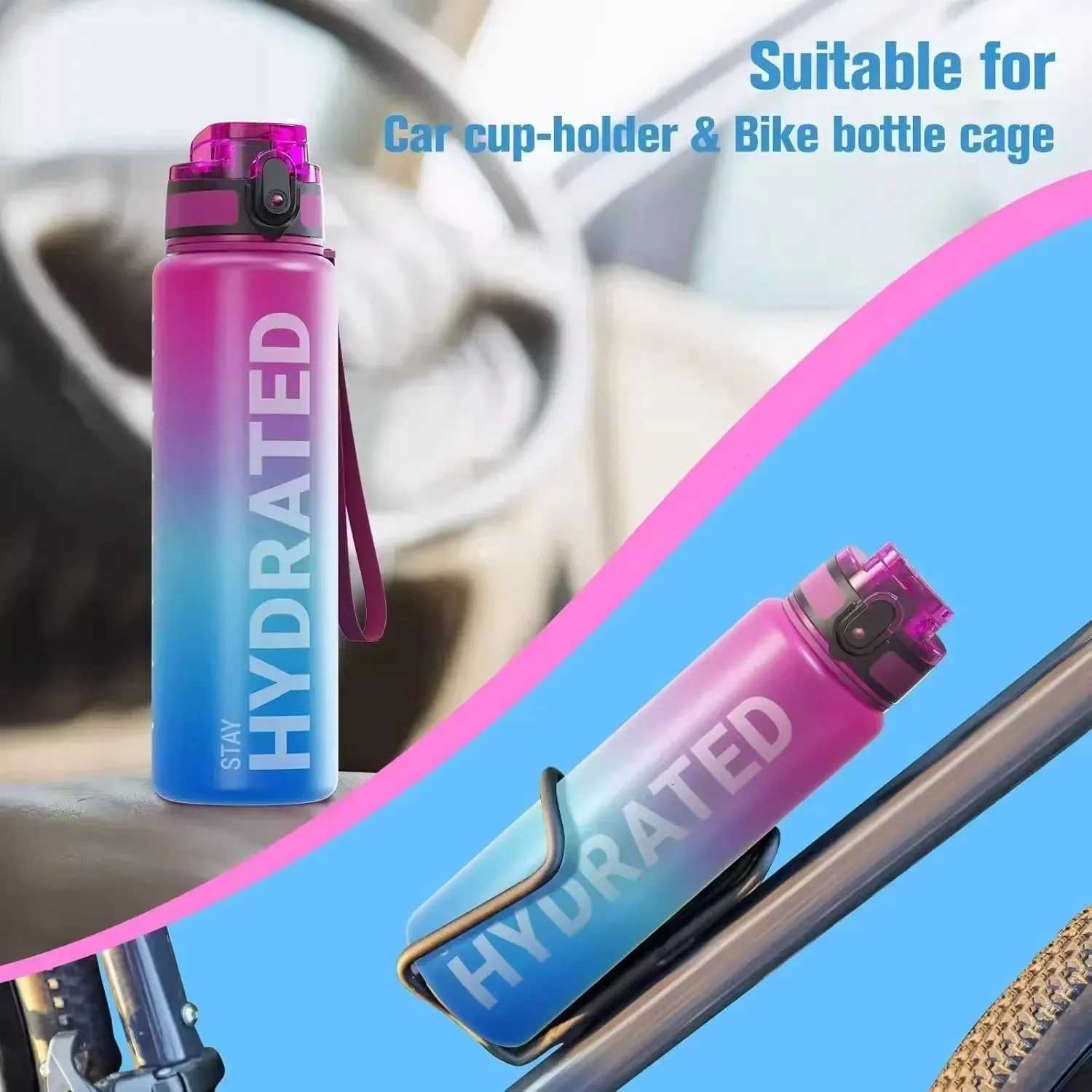 1000ml Large Capacity Sports Water Bottle Portable Plastic Water Cup Outdoor Cycling Hiking Camping Beach Drinking Tools Gym JugW251114