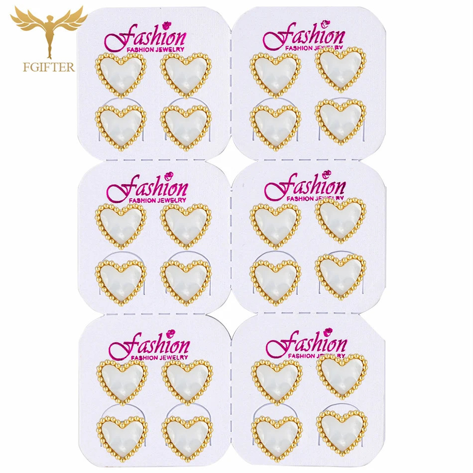 12 pairs of romantic heart-shaped statement stud earrings gold stainless steel jewelry earrings set for mom lover friend woman 250409
