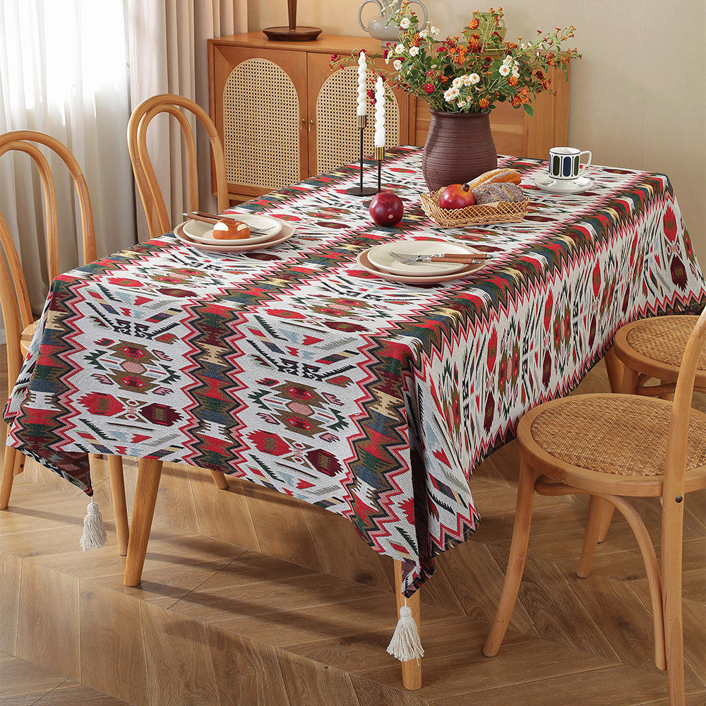 A770 Retro romantic dining table cloth coffee table cloth rectangular jacquard table cloth pastoral oil painting decorative cover cloth in stock