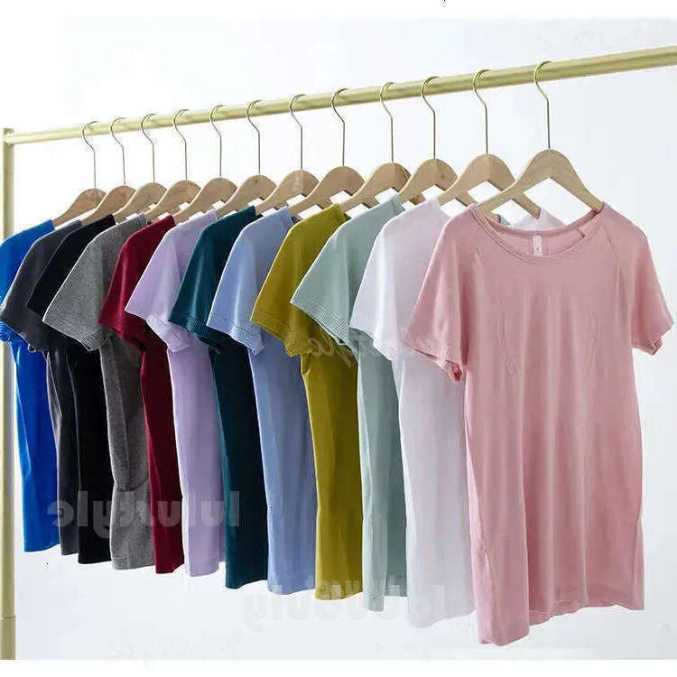 Yoga T Shirt Gym Set Sweatshirt Wear Mesh Top Sleeved Tight Breathable shirt Outdoor Luluity Lemoner Shorts Shirts Vest gymsharkion