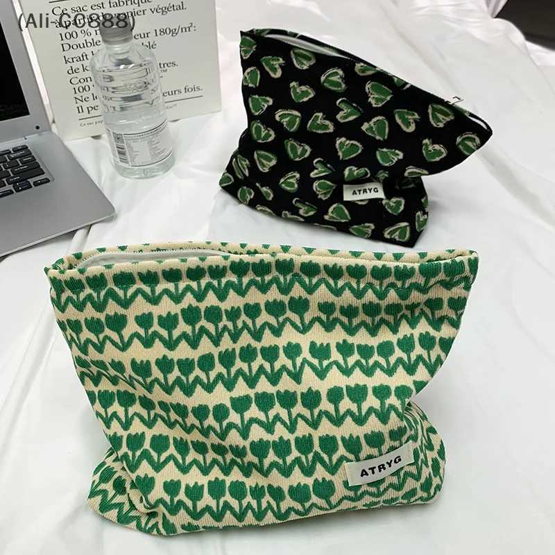 Corduroy Cosmetic W Bag Womens Fi Travel Flower Printed Makeup Bag lipstick Party Organizer Bag Portable Storage BagXJ250415