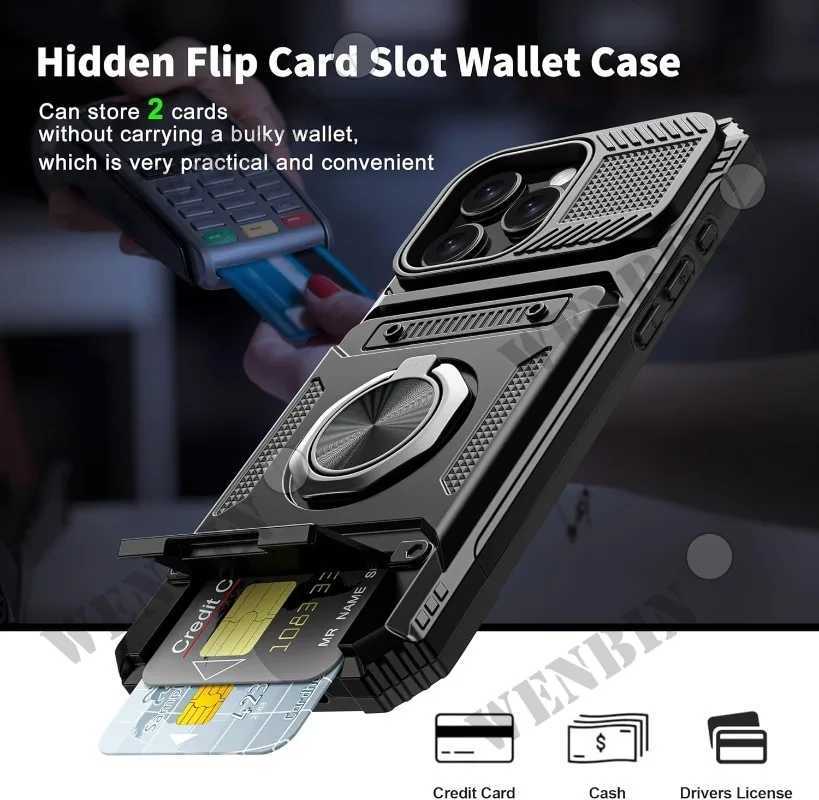 Case For iPhone 17 16 15 14 Pro Max 16 Plus Magnetic Rotated Ring Kickstand Heavy Duty Drop Protection Wallet Cover Funda Capa J251202