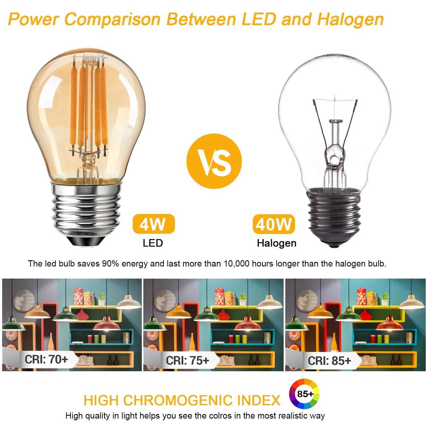 G45 4W Globe Light Bulbs Amber Glass LED Filament E27 Screw Base 220V 2700K 40W Equivalent Retro Decorative Dimmable Edison Bulb C251115